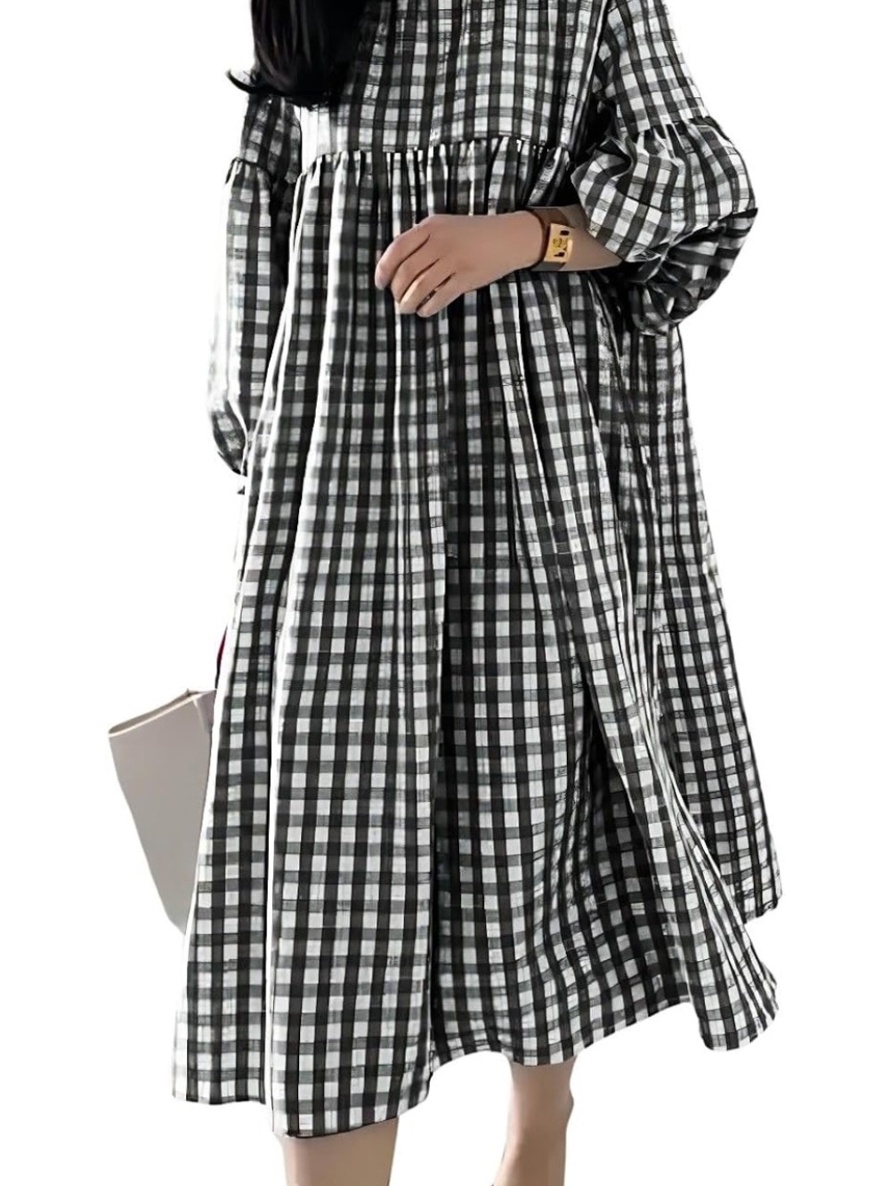 Black & White Gingham Women’s Dress - Classic Check Pattern
